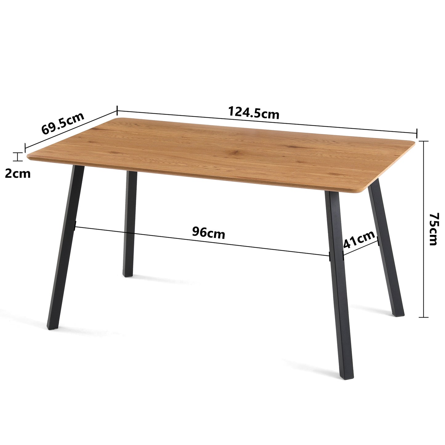 Modern Design Rectangle MDF Restaurant Wooden Dining Table With Metal Frame