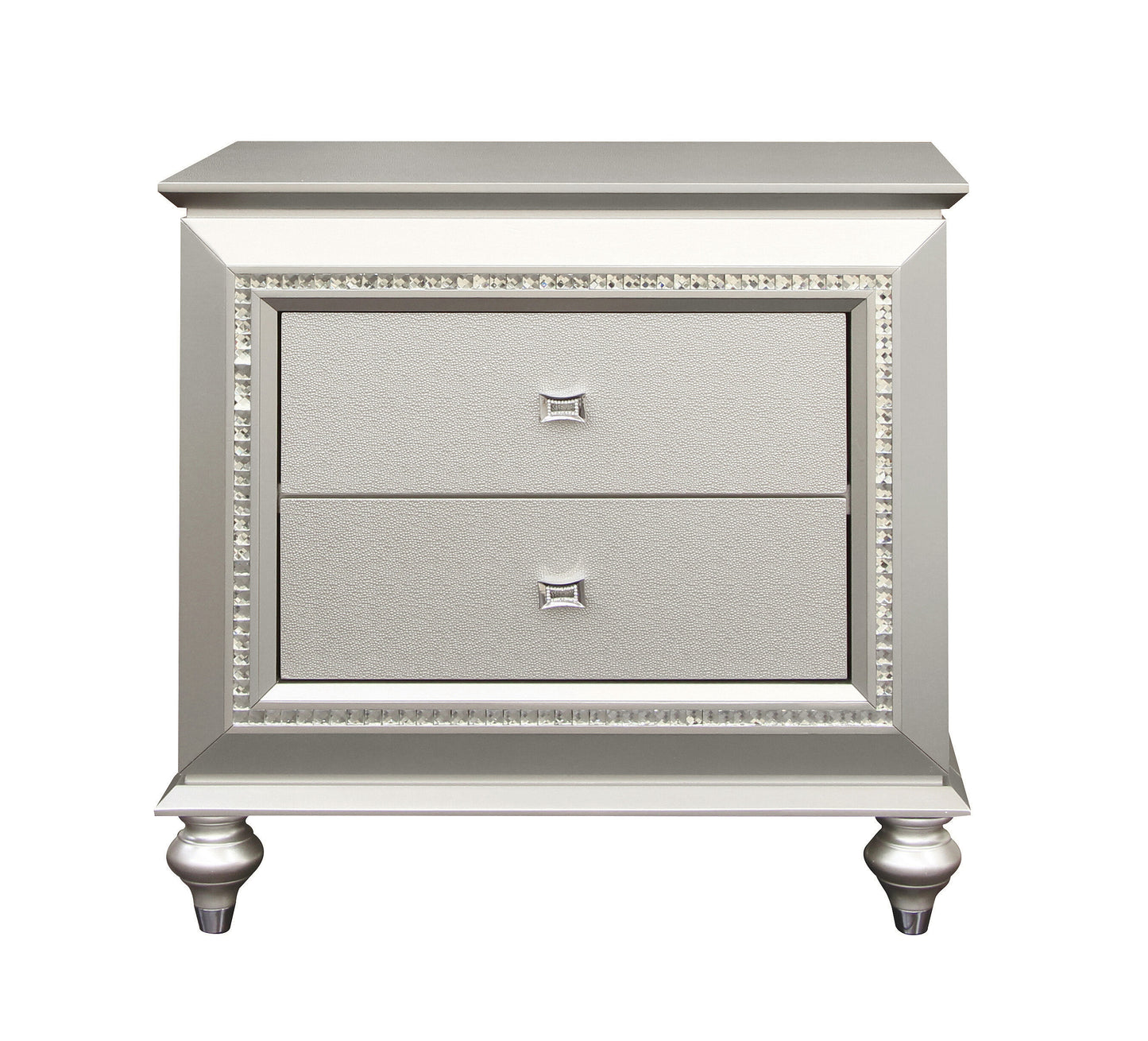 Champagne 2-Drawer Nightstand with Sparkling Trim