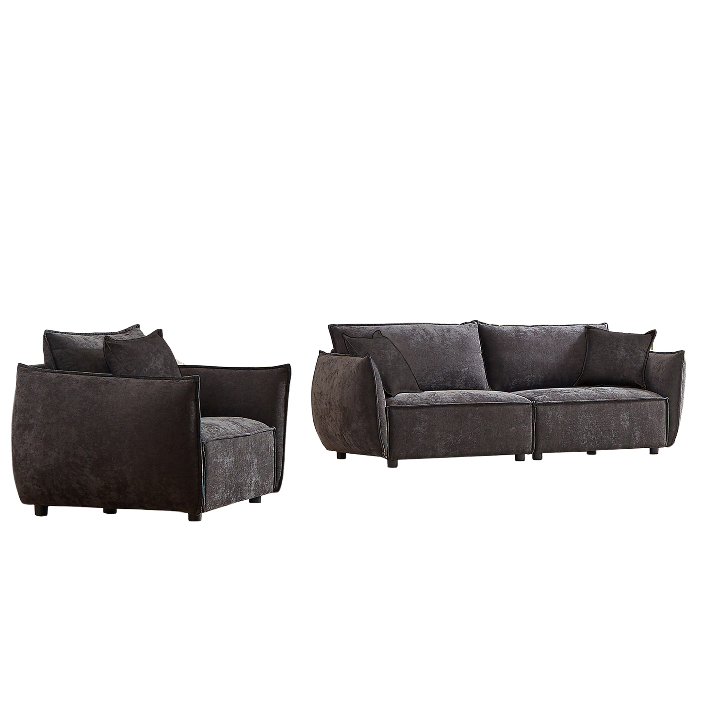 3-Seater + 1-Seater Combo Sofa Modern Living Room Sofa, Linen Fabric Sofa, Wooden Frame with 3 Pillows, Apartment Sofa Furniture