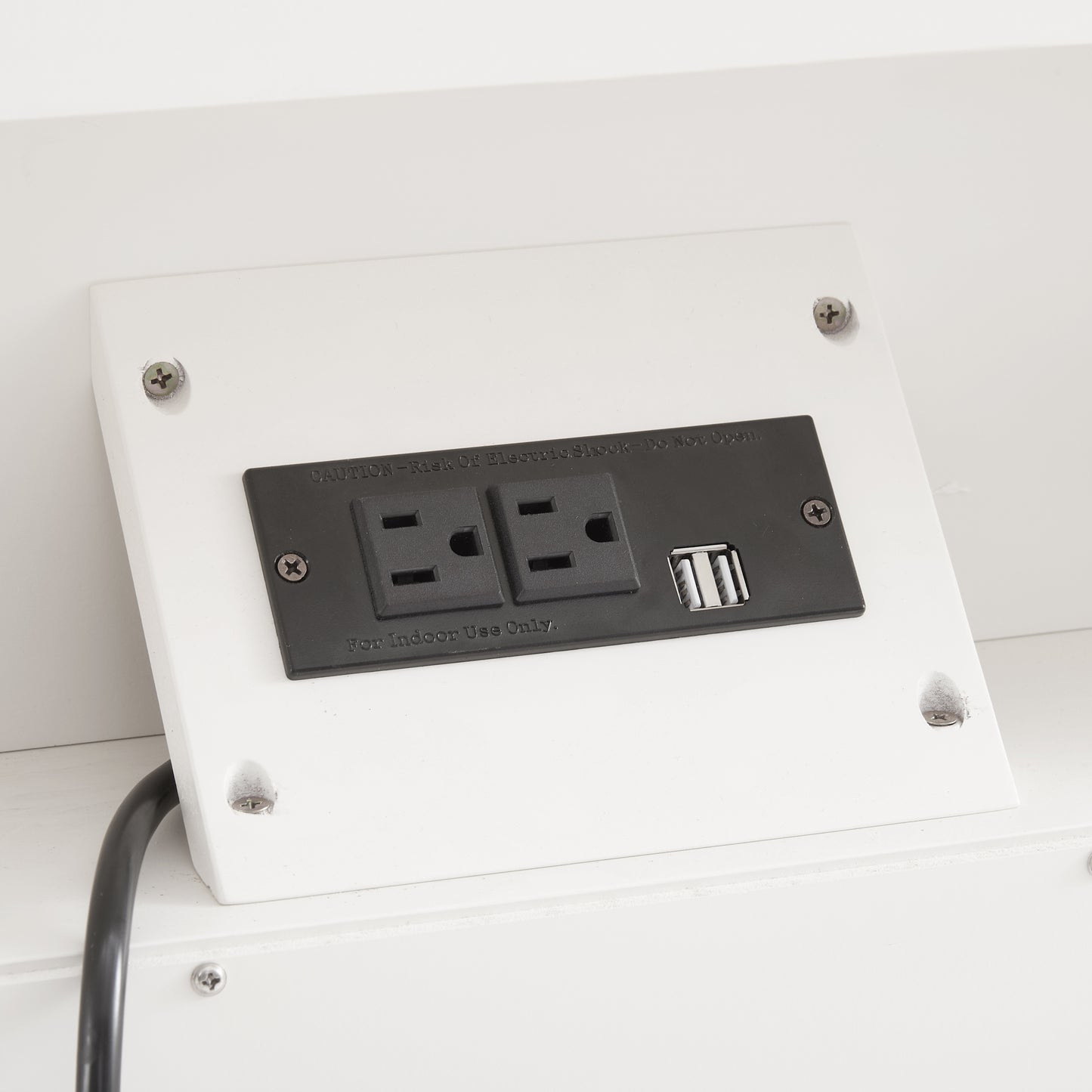 Open Space and 2 Drawers Dresser Nightstand with Charging Station, Farmhouse End Table with USB Ports and Outlets, Fluted Pilasters Design Side Table with Solid Wood Legs for Bedroom