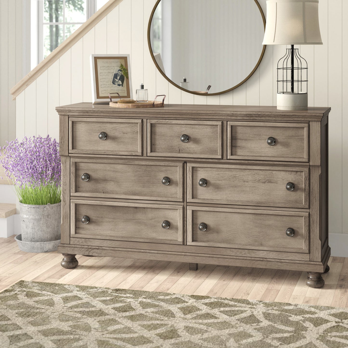 Classic Bedroom Furniture 1pc Dresser with 7 Drawers and Jewelry Tray Traditional Design Furniture Gray Finish