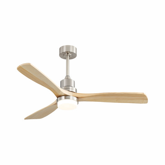 52 Inch Ceiling Fan With Dimmable Led Light 6 Speed Remote 3 Wood Blade Reversible DC Motor For Bedroom