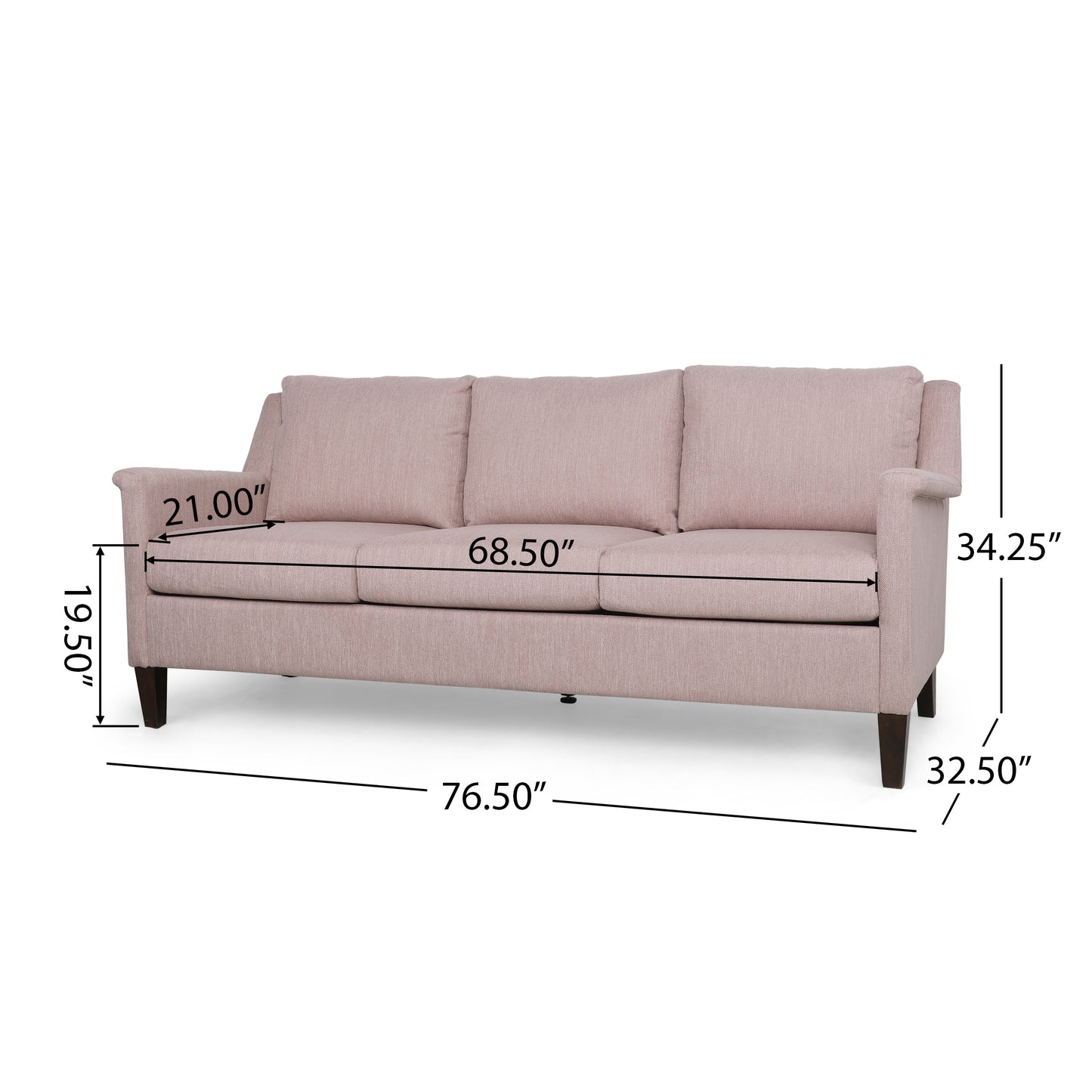 Comfy 3-seat Sofa with Wooden Legs, PU, for Living Room and Study