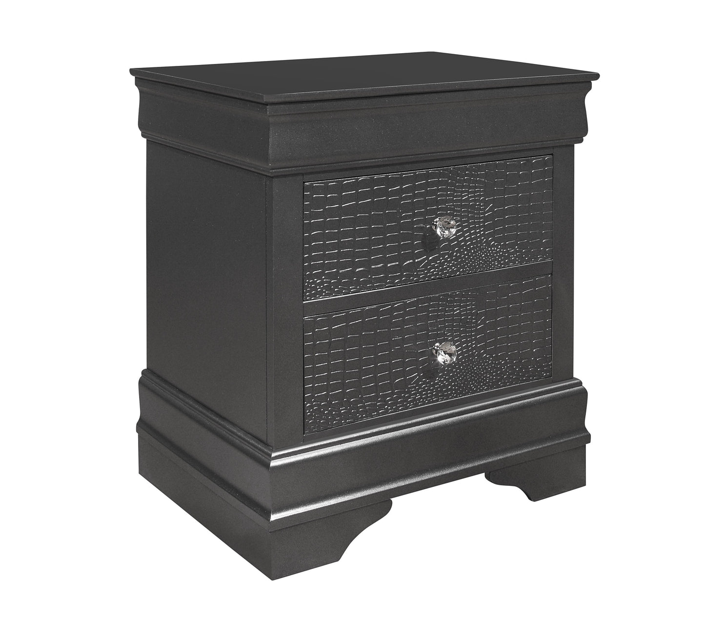 SHAKER CROCODILE METALLIC GREY NIGHTSTAND