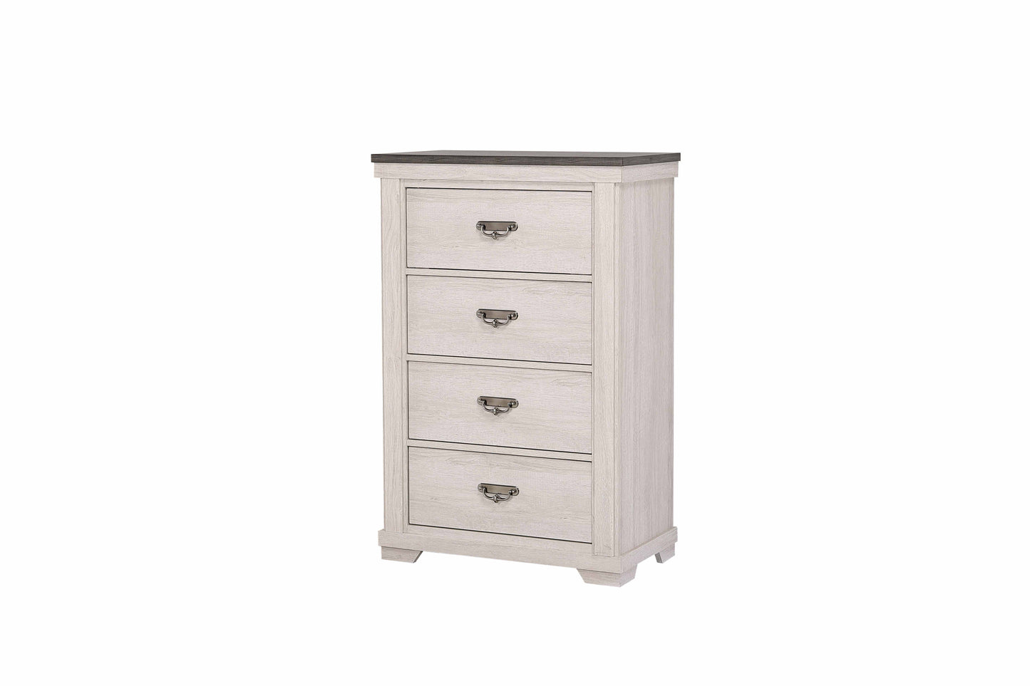 1pc Farmhouse Style Four Drawer Chest Beige Finish Rustic Bedroom Solid Wood Wooden Furniture