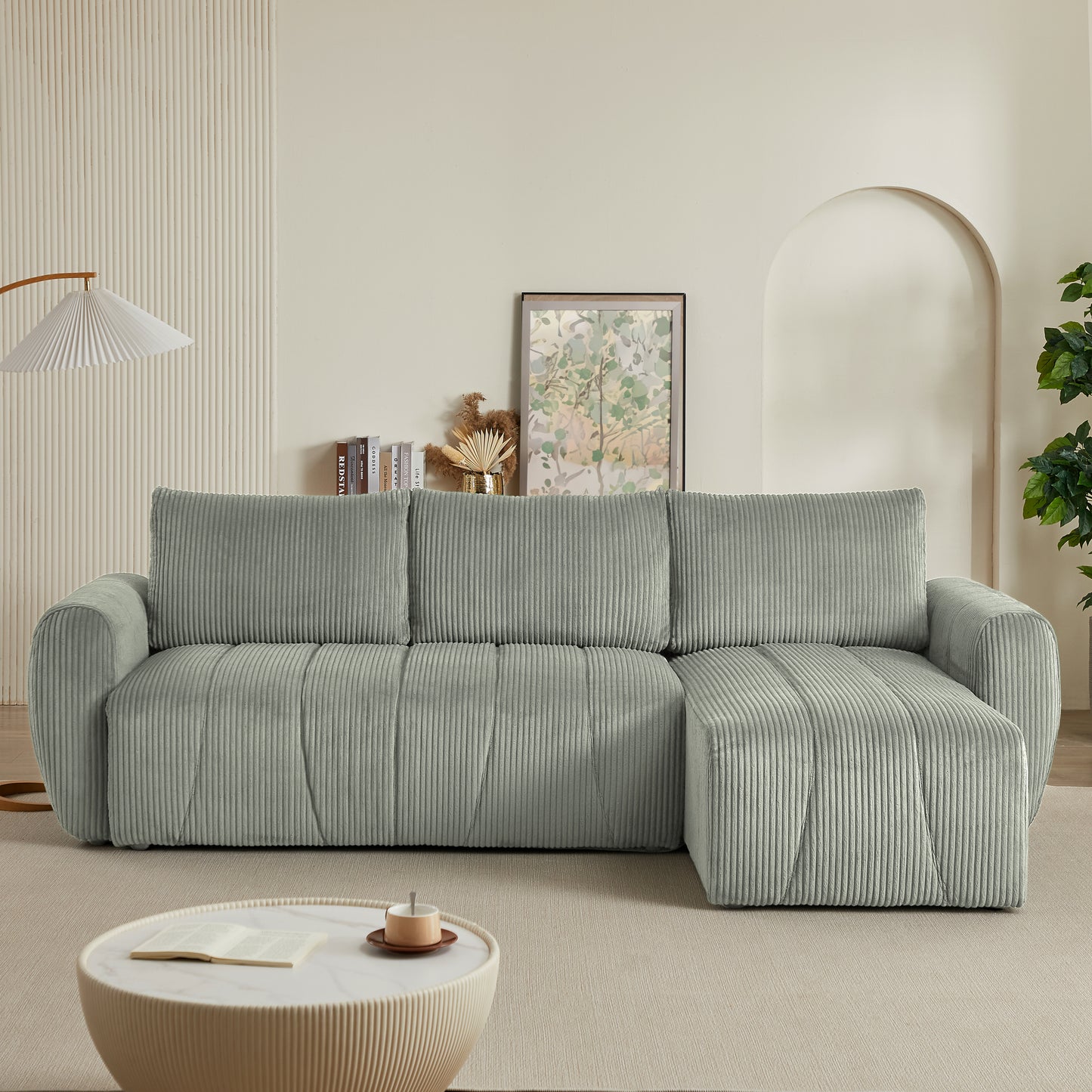 Convertible Sectional Sofa Couch,  Modern Fabric 3 Seater L-Shaped Couch for Living Room, Apartment, Office, Small Space