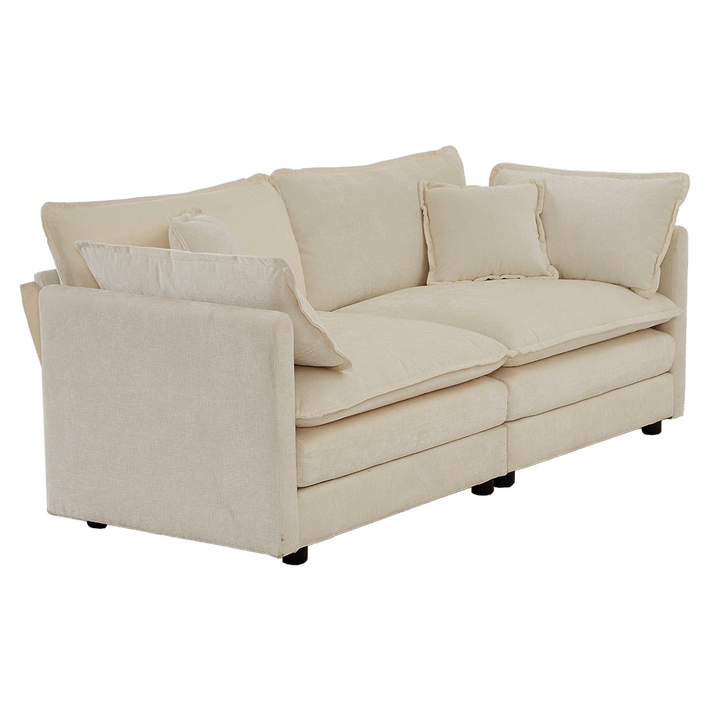 Modern Sofa Couch, 3 Piece Set Extra Deep Seat Sectional Sofa for Living Room, Oversized Sofa, 3 Seat Sofa, Loveseat and Single Sofa, Beige Chenille