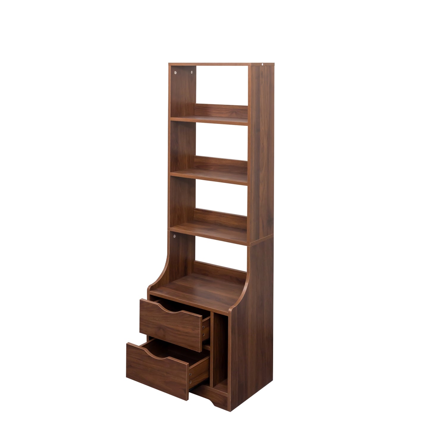 Night Stand with Bookshelf, Night Stand with 2 Storage Drawers for Bedroom