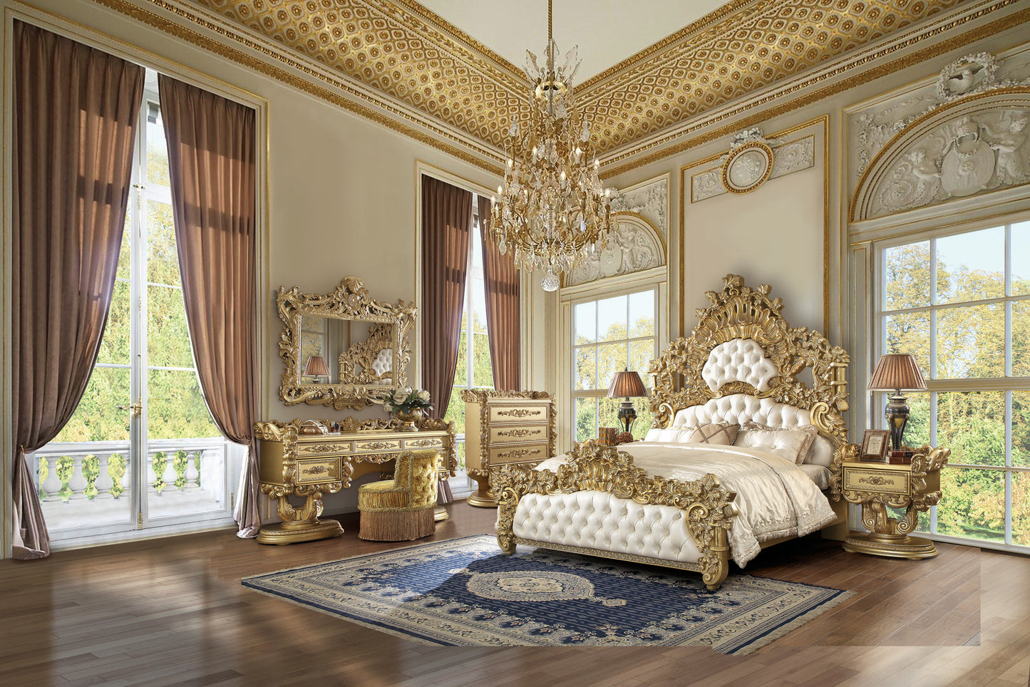 Gold 1-Drawer Nightstand