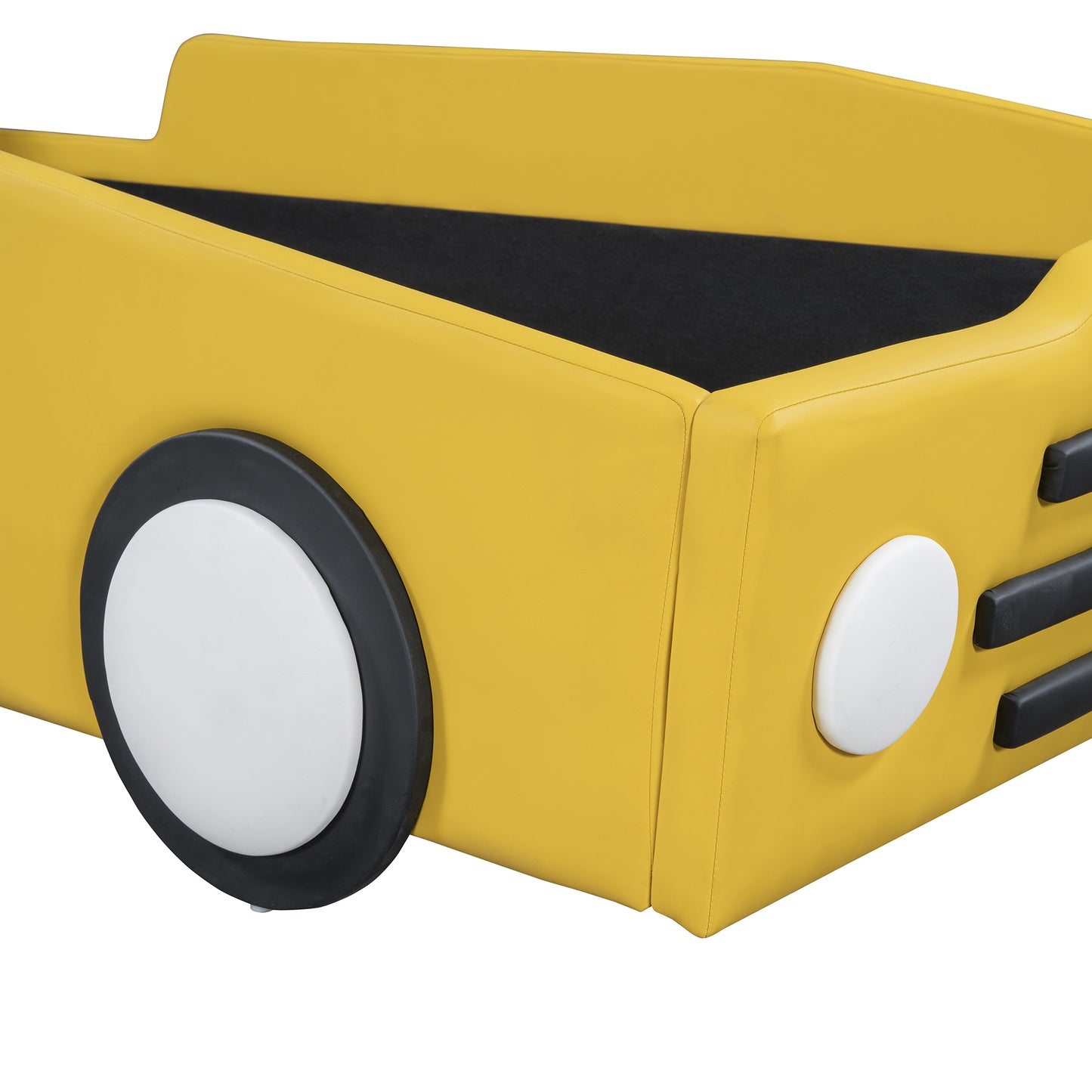 Twin Size Race Car-Shaped Platform Bed with Wheels,Yellow