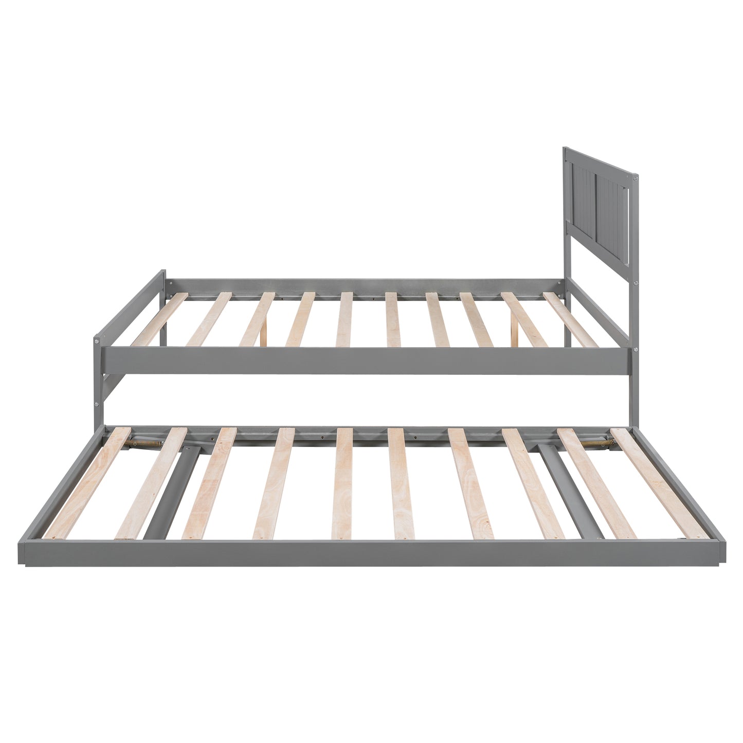 Full Size Platform Bed with Adjustable Trundle,Gray(Old SKU:SM000248AAE)