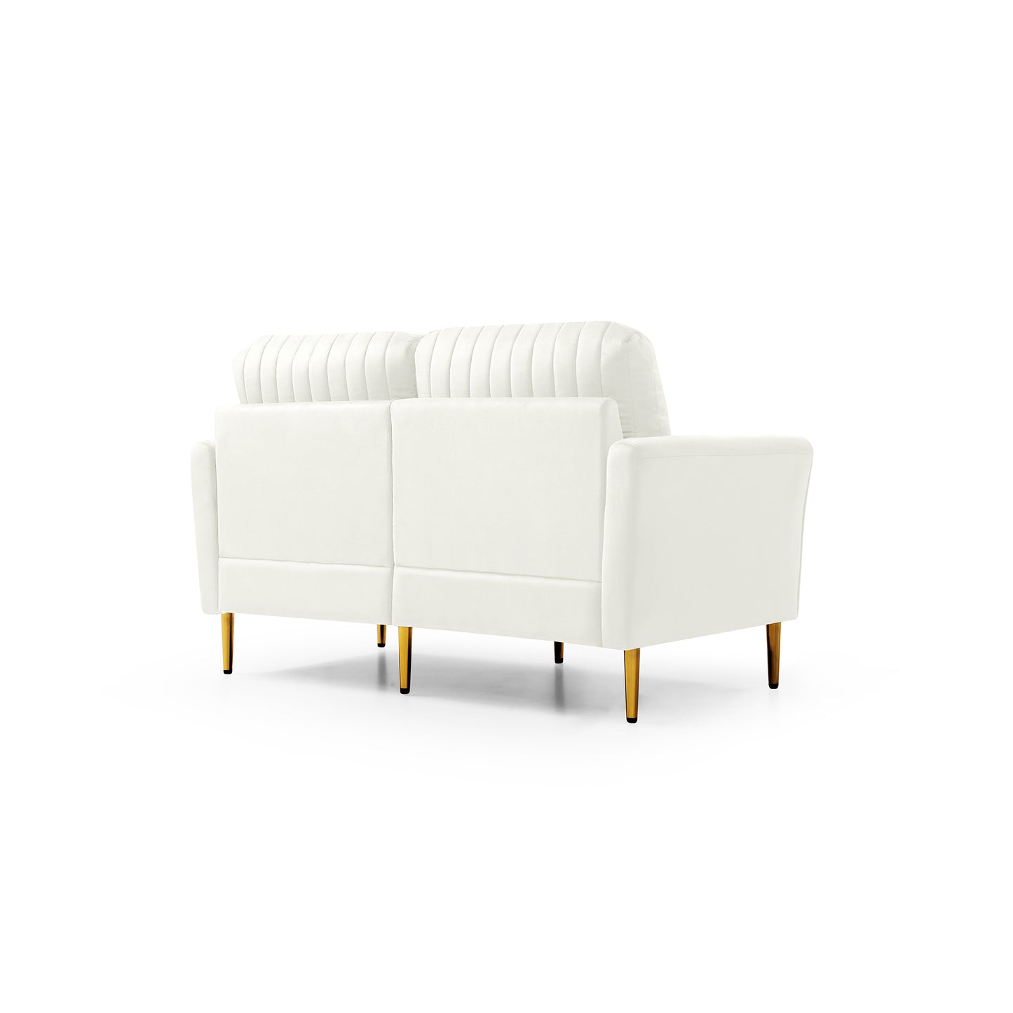 Cream White 2 Seater Loveseat Sofa Couch w/Pillows and Metal Legs, Upholstered Modern Love Seats Furniture for Bedroom, Office, Small Space, Apartment