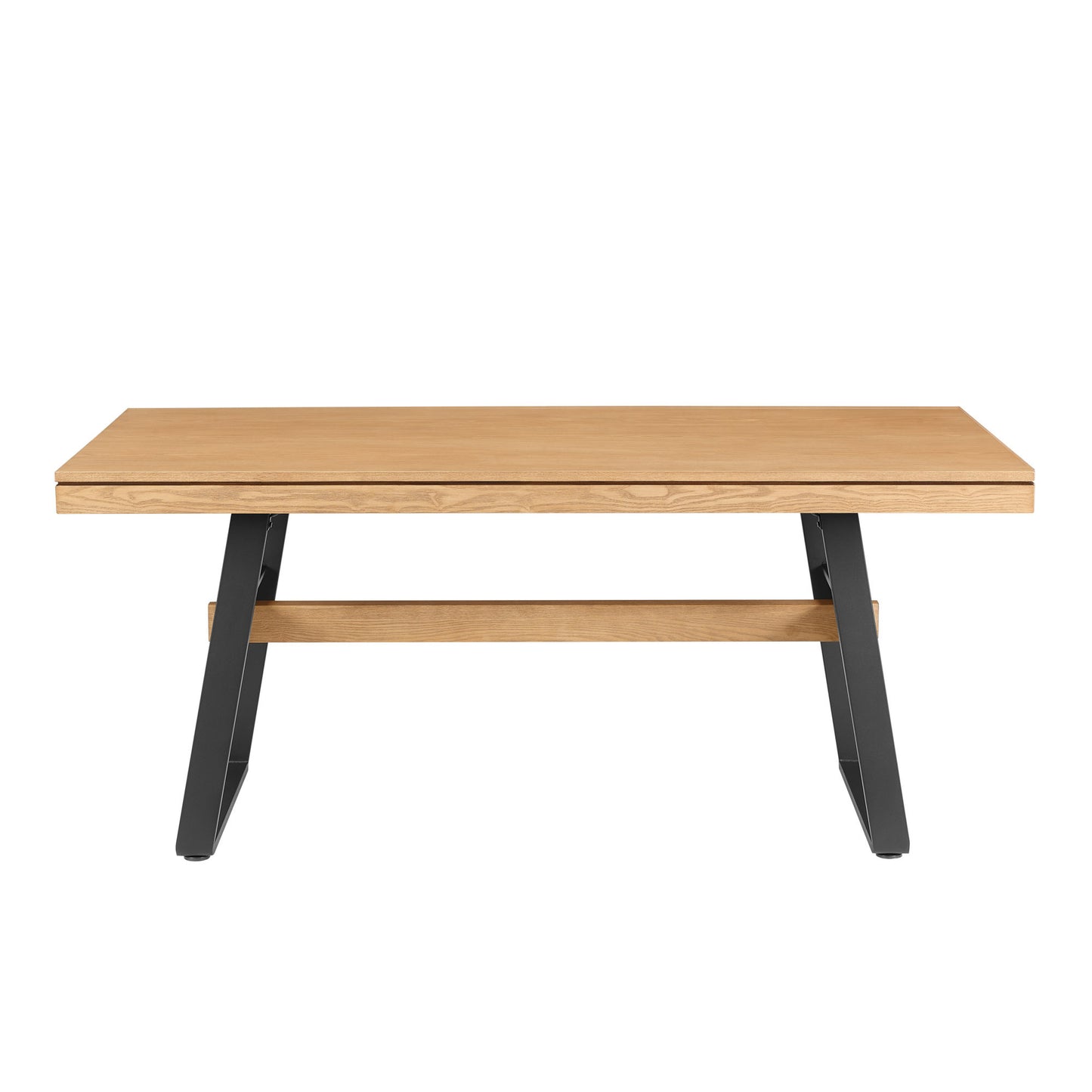 Modern Industrial Metal and Wood Large Dining Table – Light Oak