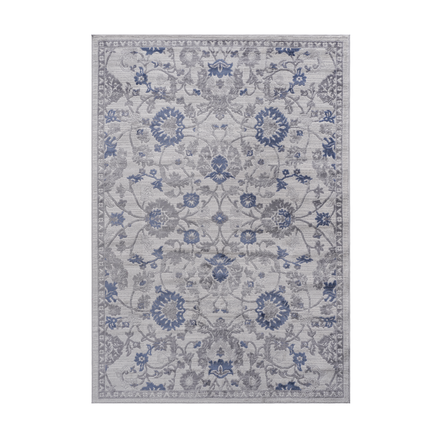 5X7 Blue/Silver/Oriental Non-Shedding Living Room Bedroom Dining Home Office Stylish and Stain Resistant Area Rug