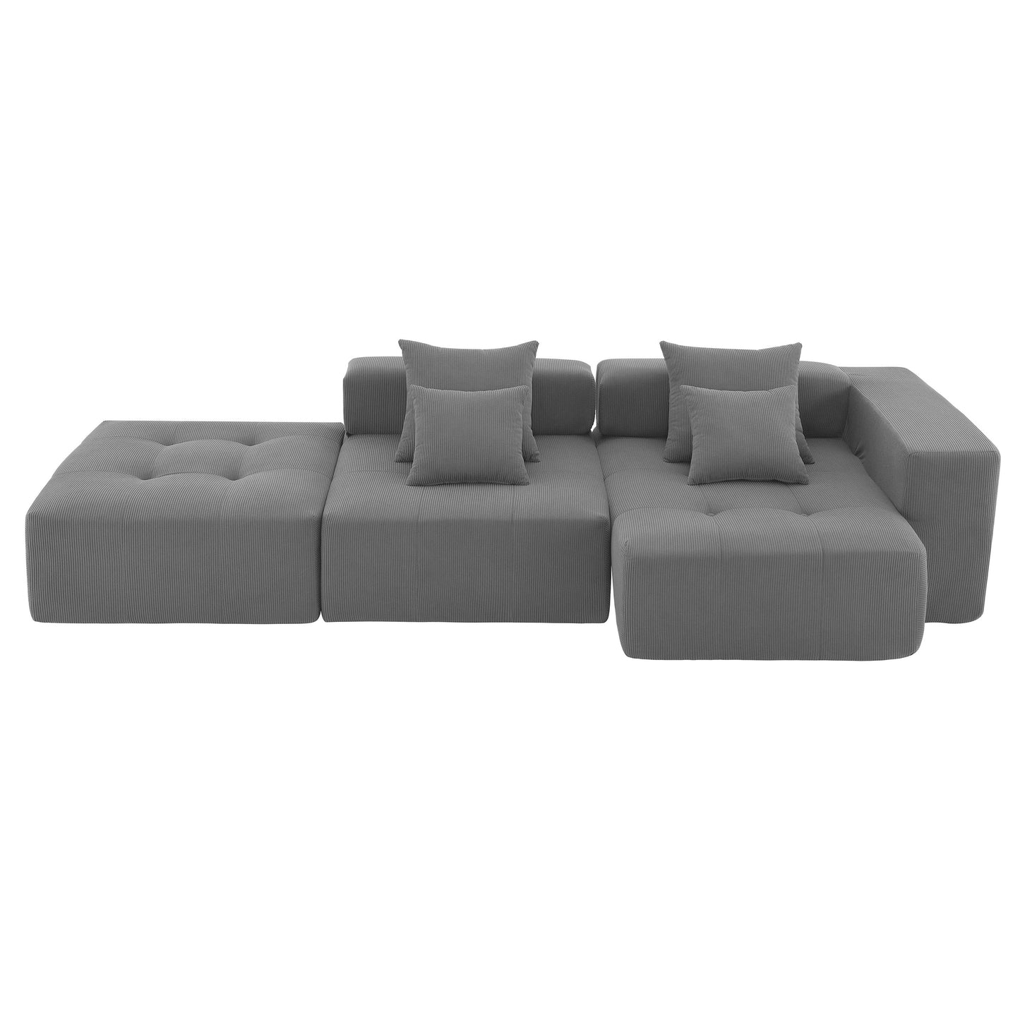 105.5''L Shaped Modular Sectional Sofa,Minimalist Corduroy Floor Couch Set,Convertible Foam-Filled Cloud Compressed Couch for Living Room,3 PC Free Combination,No Assembly Required,3 Colors