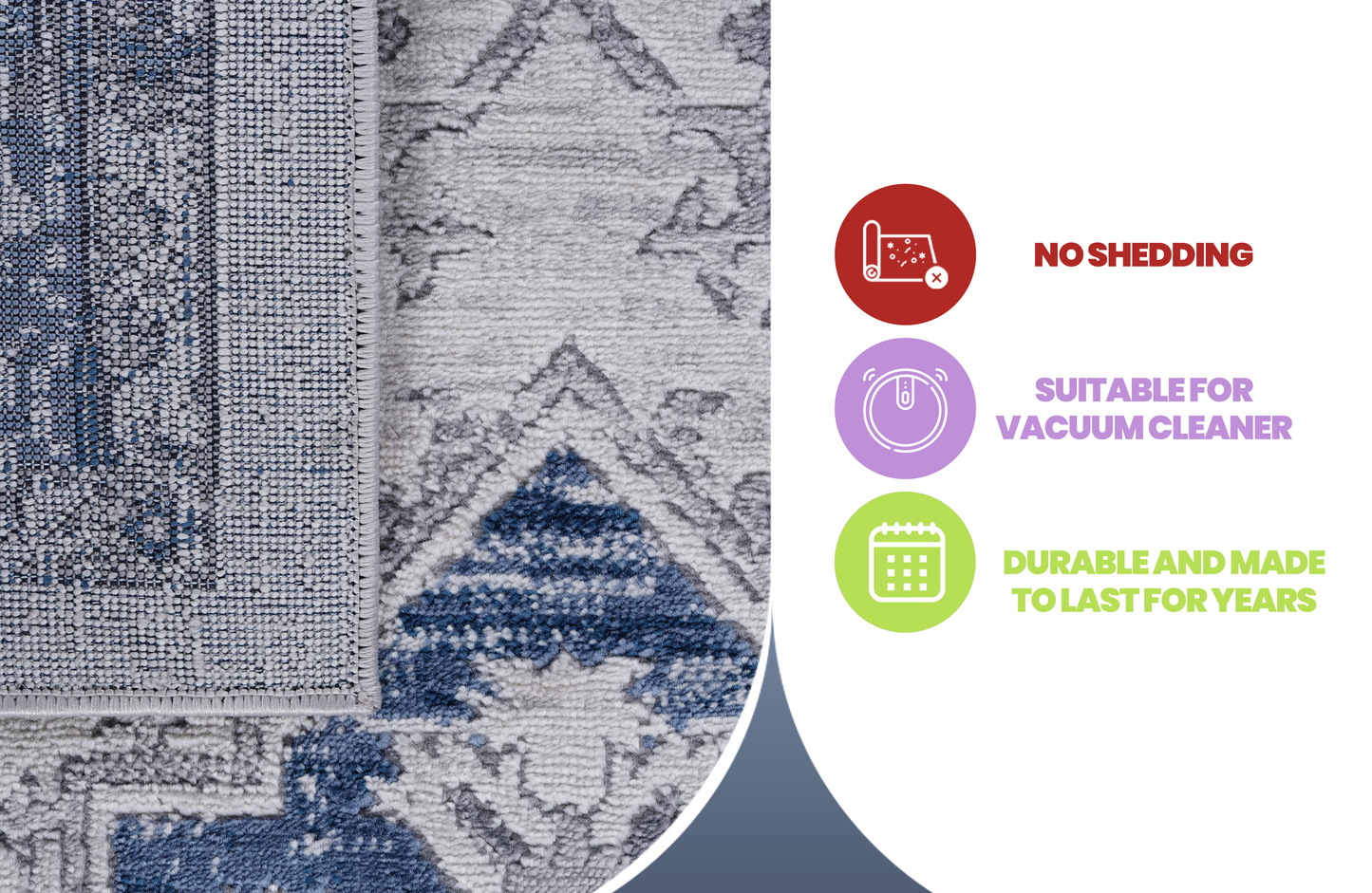 5X7 Blue/Grey/Oriental Non-Shedding Living Room Bedroom Dining Home Office Stylish and Stain Resistant Area Rug