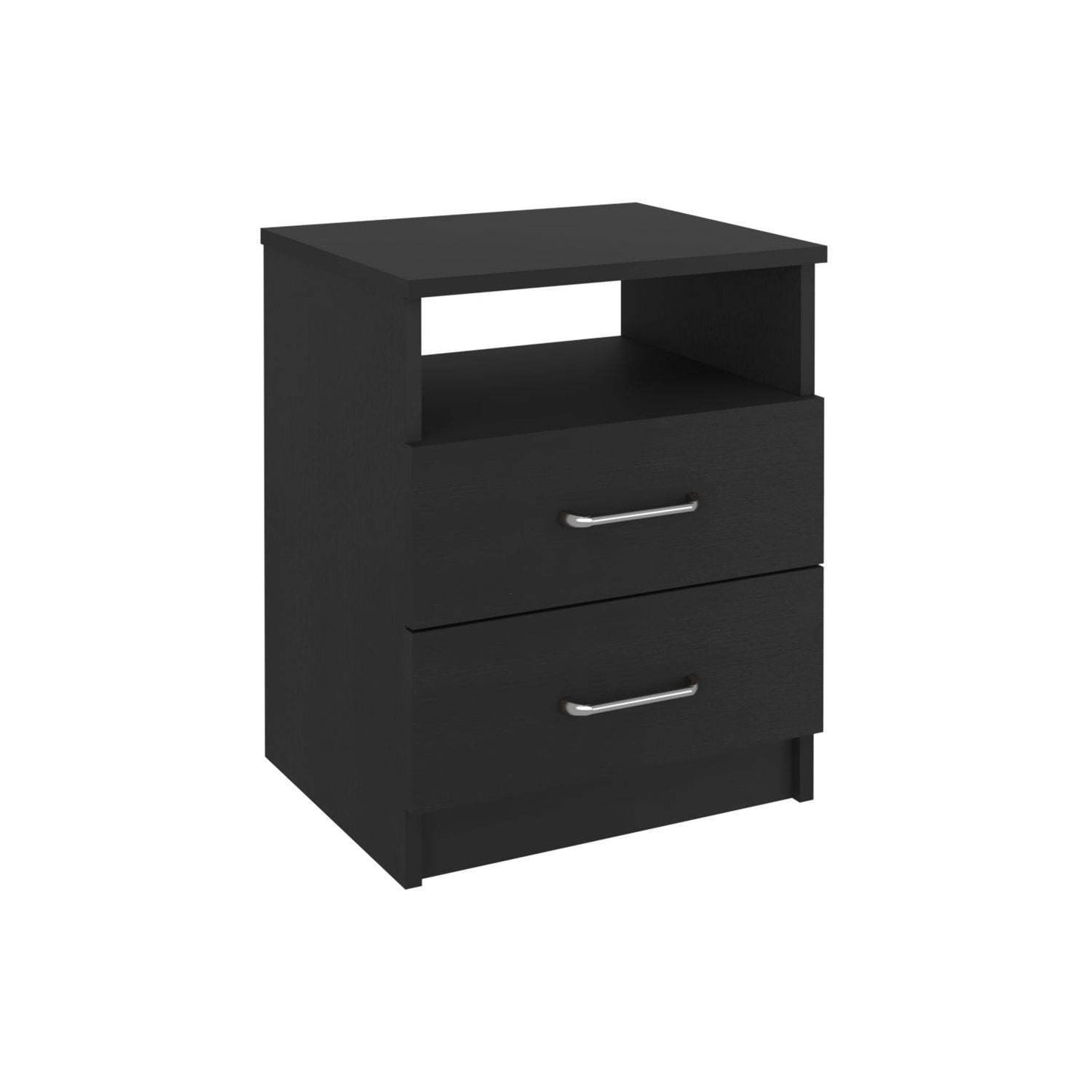Napoles Nightstand , End Table, Side Table Superior Top, Two Drawers, One Shelf -Black