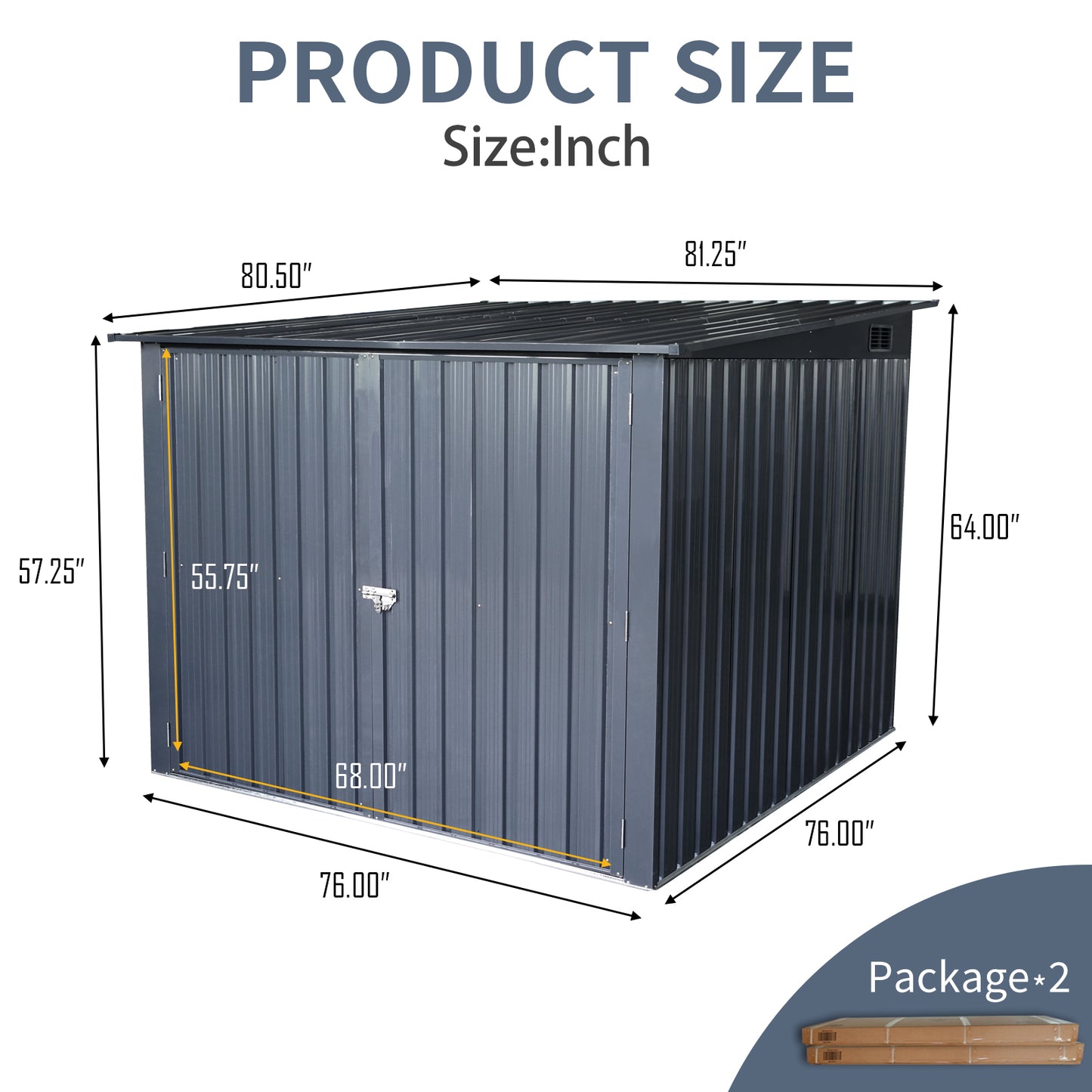 Outdoor Steel Storage Shed For Bicycle with Slope Roof and 4 Bike Tracks, black