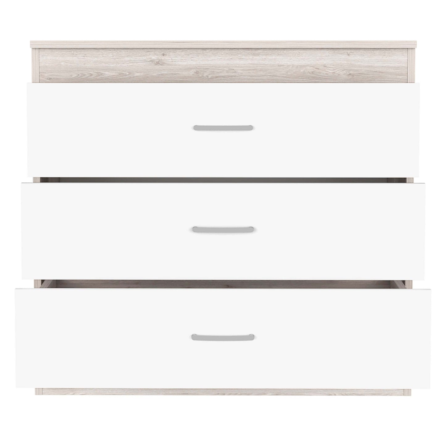 Dresser 29"H, Three Drawers, Metal Hardware, Superior Top, Light Gray / White