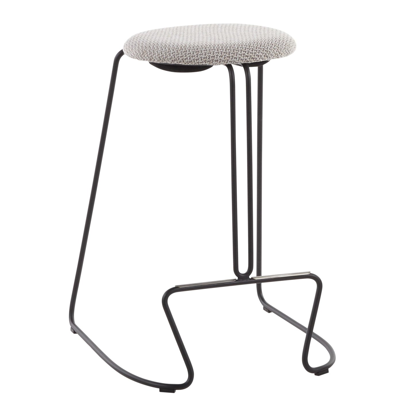 Finn Contemporary Counter Stool in Black Steel and Light Grey Fabric by LumiSource - Set of 2