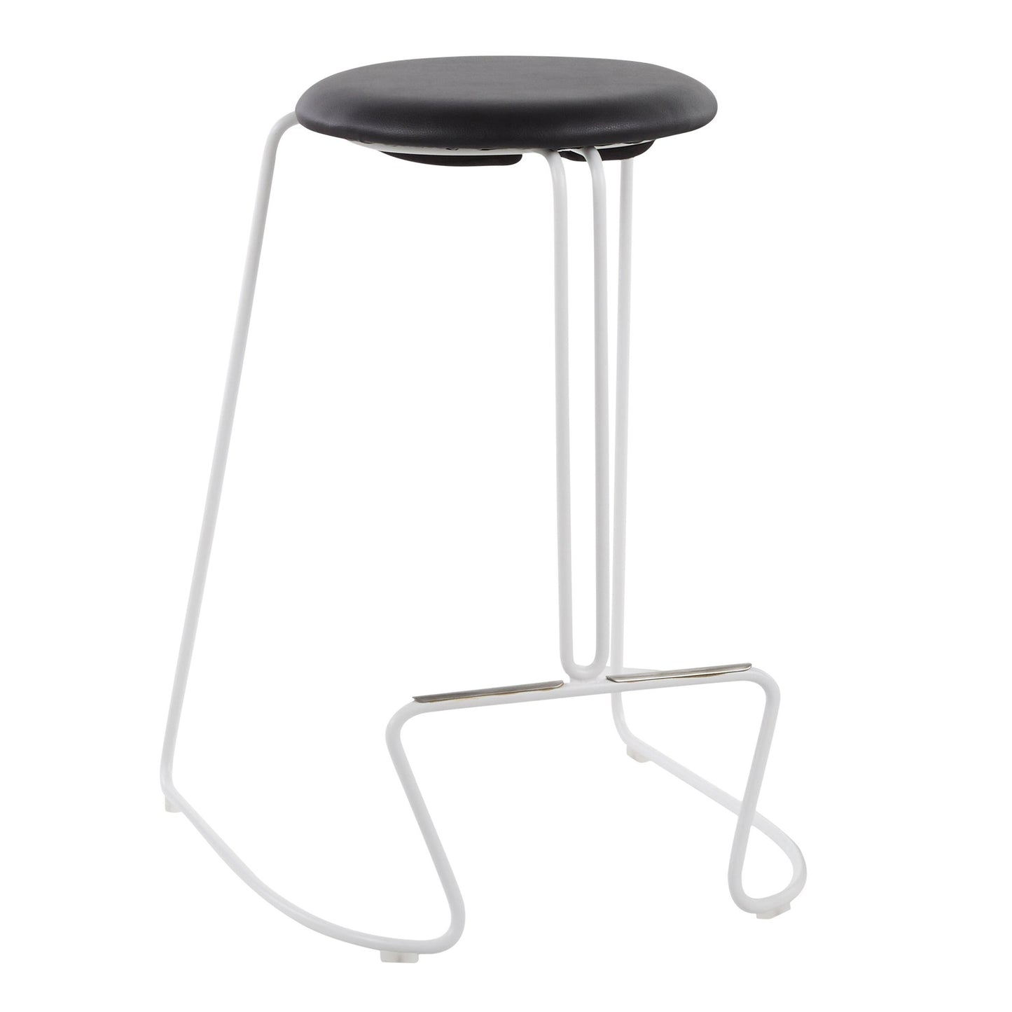 Finn Contemporary Counter Stool in White Steel and Black Faux Leather by LumiSource - Set of 2