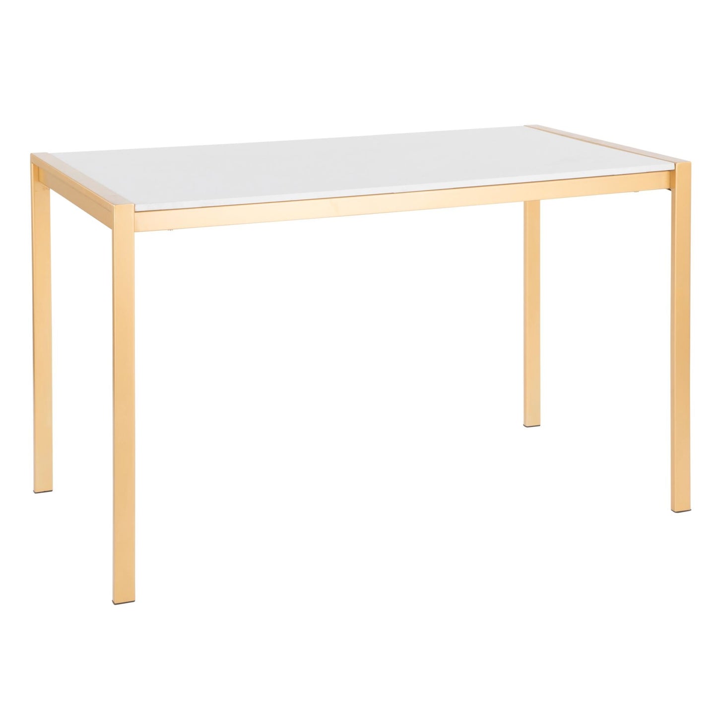 Fuji Modern/Glam Dining Table in Gold Metal with White Marble Top by Lumisource