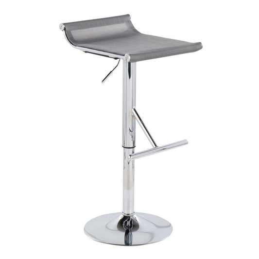 Mirage Ale Contemporary Adjustable Bar Stool in Chrome and Silver Mesh by LumiSource