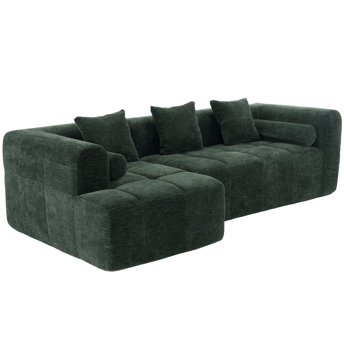 Modern Modular Sectional Sofa with Deep Seating, Green Chenille Fabric, 101.2'