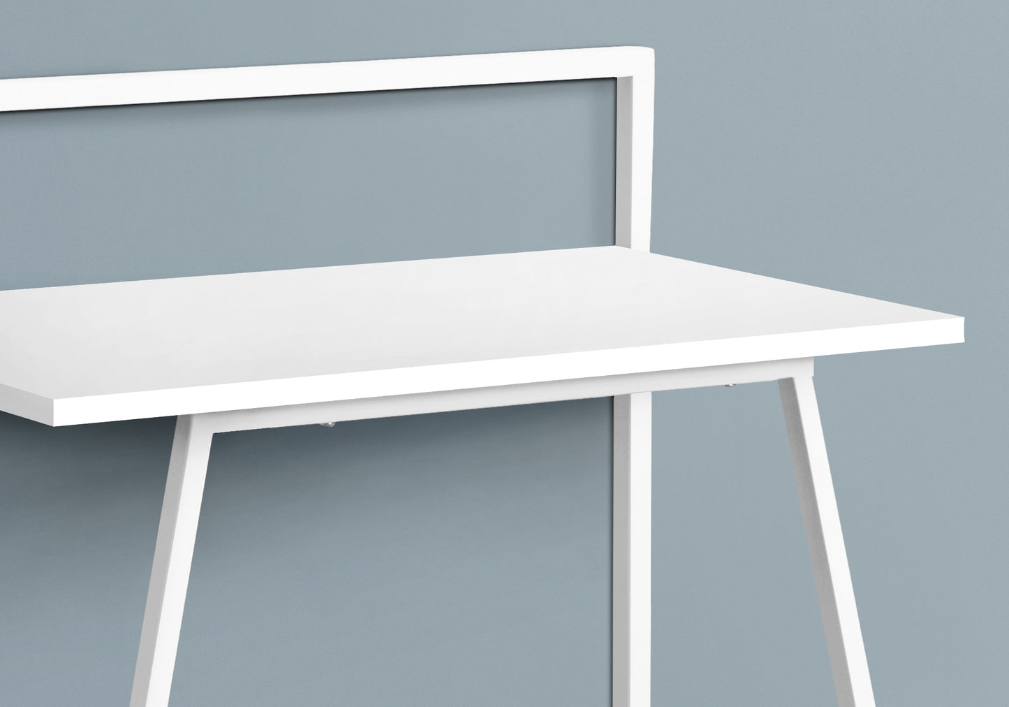 Computer Desk, Home Office, Laptop, 30"l, Work, White Laminate, White Metal, Contemporary, Modern