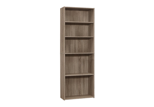 Bookshelf, Bookcase, 6 Tier, 72"h, Office, Bedroom, Brown Laminate, Transitional