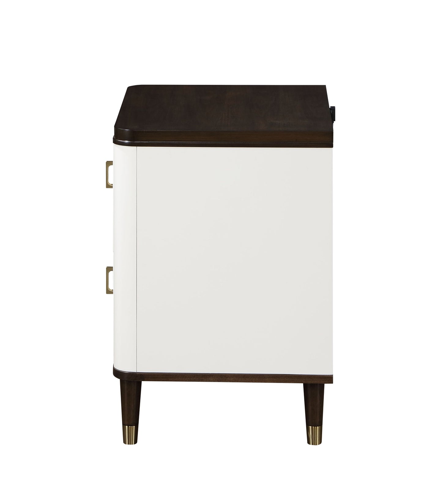 Carena White & Walnut Finish Night Stand w/USB