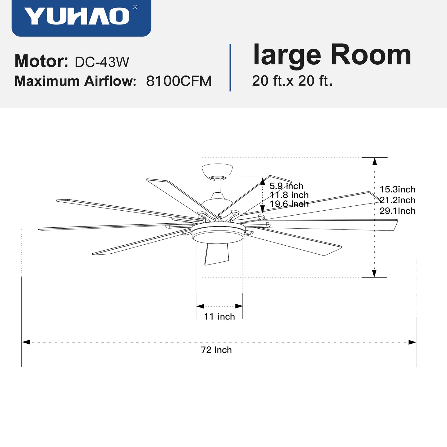 72 in Integrated LED Brushed Nickel Smart Ceiling Fan with Remote Control