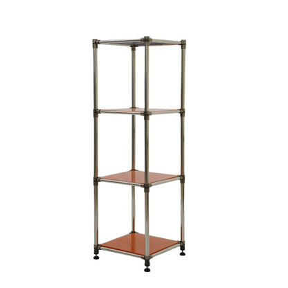 Korean orange 4-Tier Heavy Duty Stainless steel Storage Shelving Unit, 100lbs/shelf (49"H x 14.9"W x 13.7"D) for Indoor/Outdoor Organization , Modular Rack,  Extremely Durabl