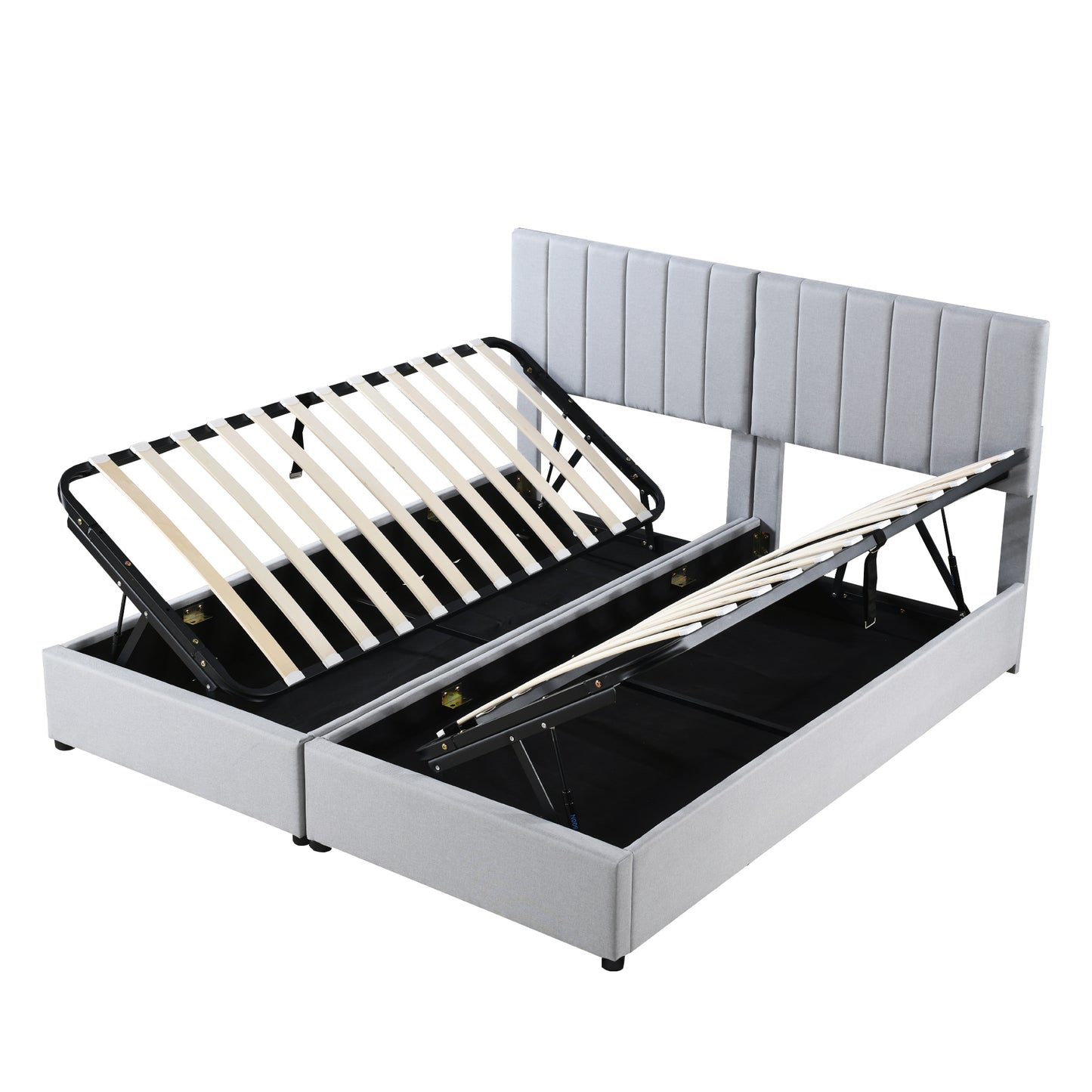 King Size Upholstered Platform Bed with a Hydraulic Storage System, Gray