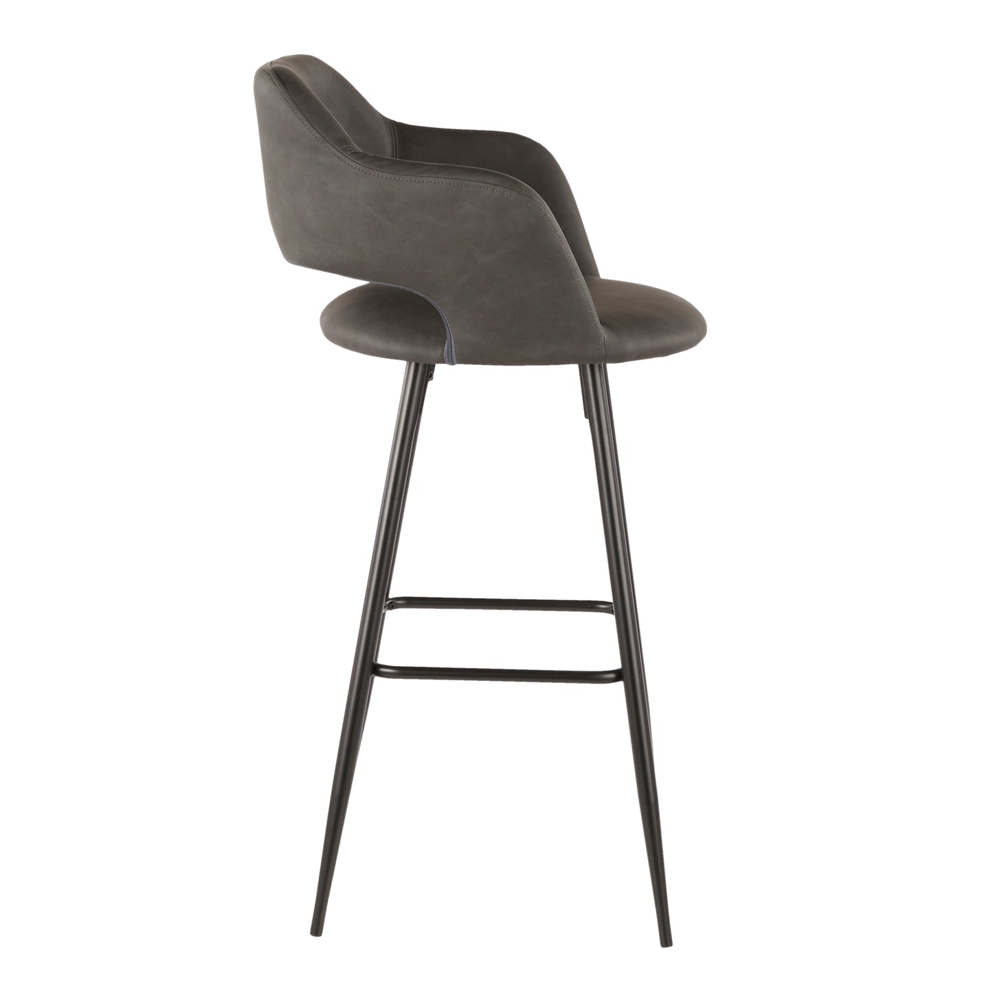 Margarite Contemporary Barstool in Black Metal and Grey Faux Leather by LumiSource - Set of 2