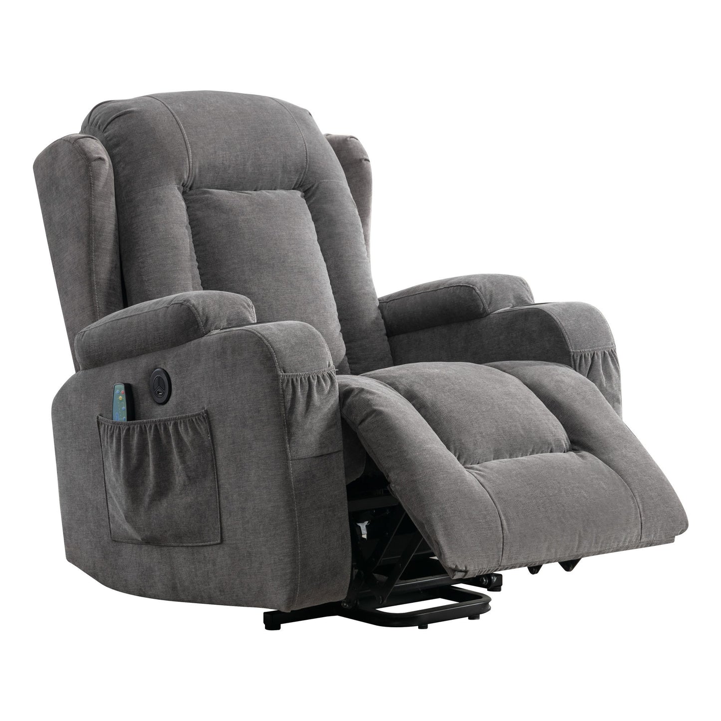 Power Lift Recliner Chair Recliners for Elderly with Heat and Massage Recliner Chair for Living Room with Infinite Position and Side Pocket,USB Charge Port(GREY)