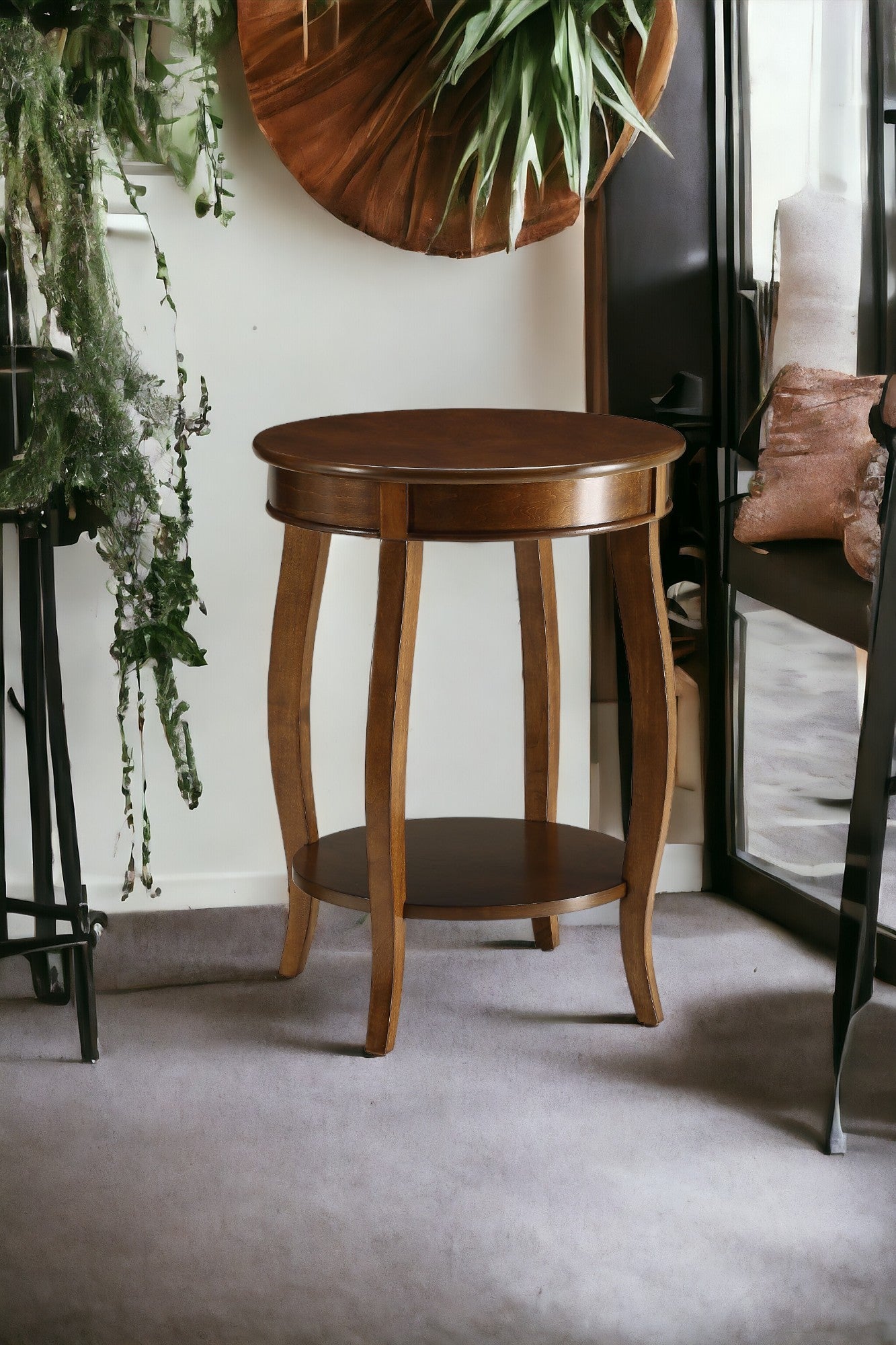 Aberta Walnut Finish Accent Table