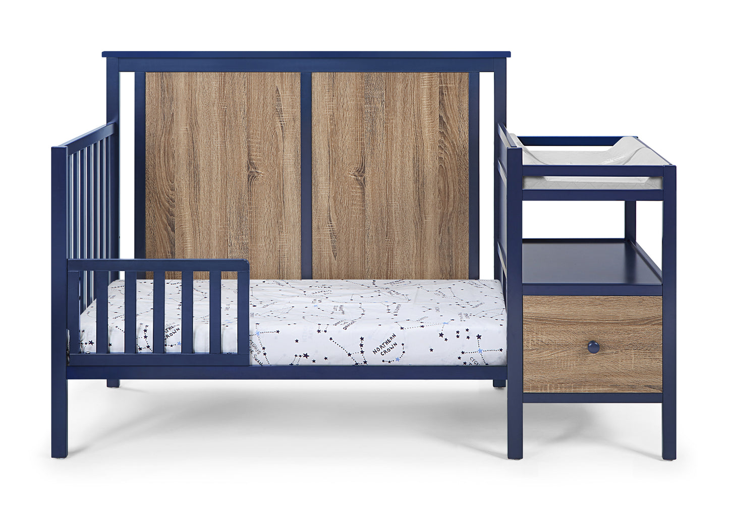 Connelly 4-in-1 Crib and Changer Combo Midnight Blue/Vintage Walnut