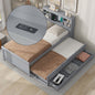 Twin Size Platform Bed with Storage Headboard, USB, Twin Size Trundle and 3 Drawers, Gray