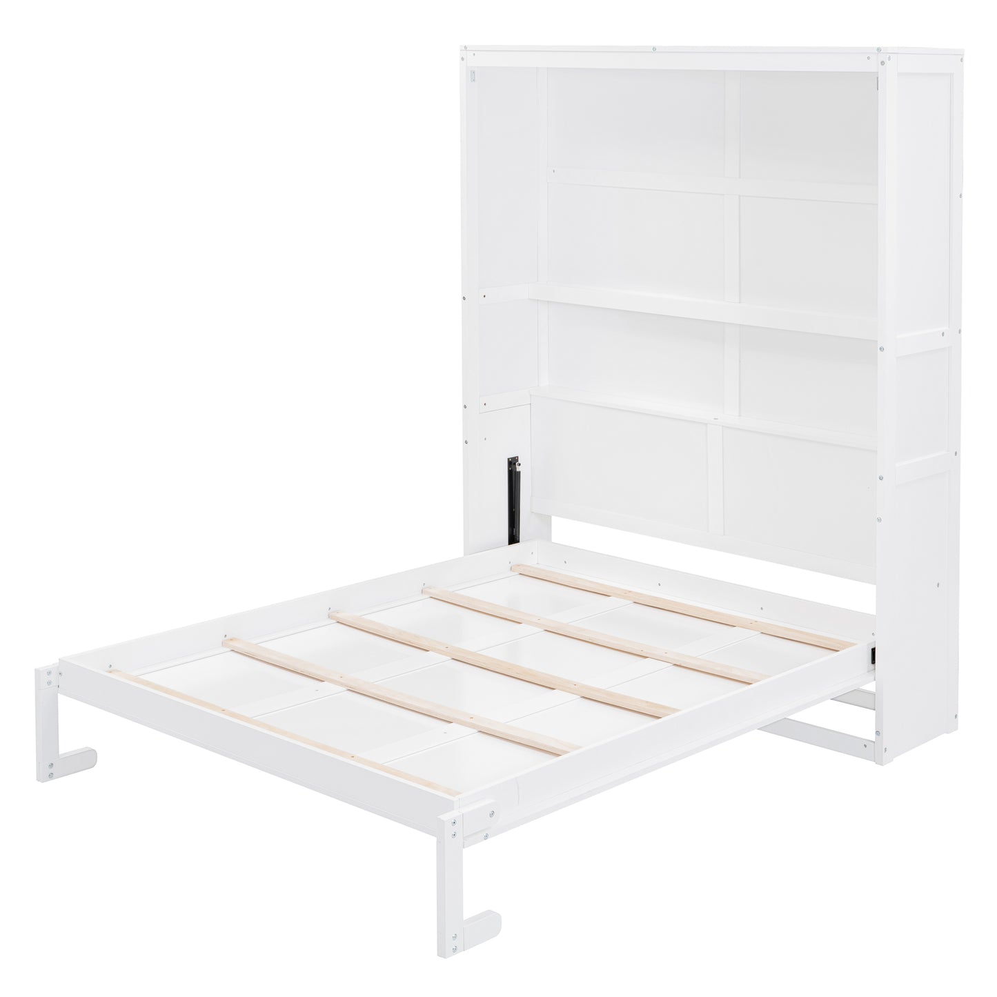 Queen Size Murphy Bed Wall Bed with Shelves,White