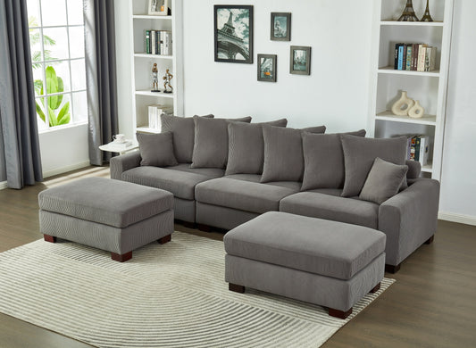 Modular Sectional Sofa,5 Seater Oversized Convertible L & U Shaped Couch, Corduroy Fabric