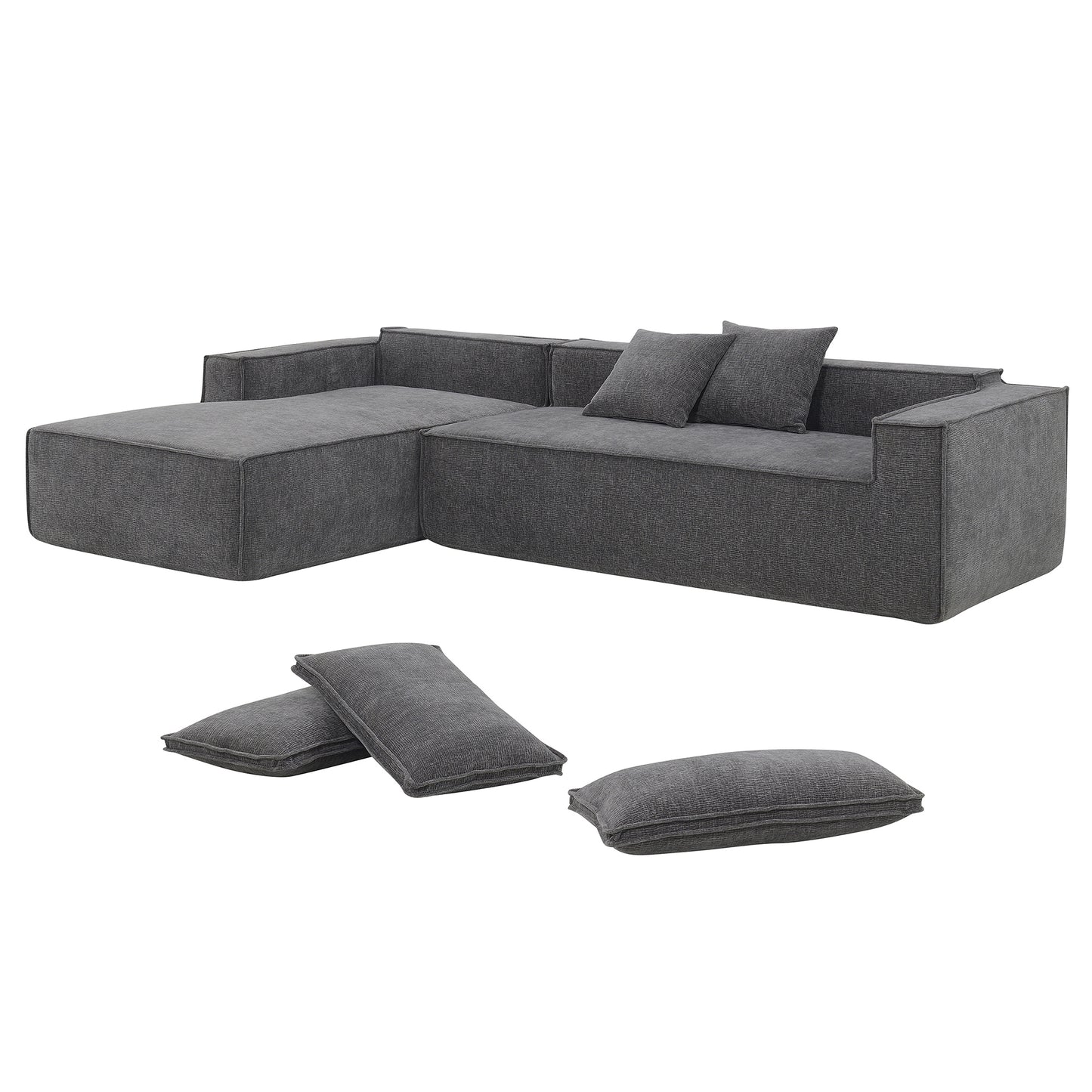 111.5*72" Minimalist Style Modular Sectional Sofa,Wrinkle-resistant Chenille Couch Set,L-Shaped Compressed Sofa for Living Room,2 PIC Free Combination,No Assembly Require,3 Colors