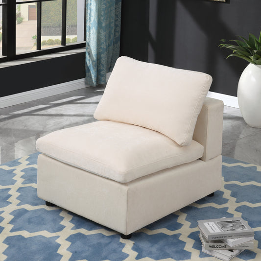 Modern Upholstered Middle Module for Modular Sectional,Sectional Sofa Couch Accent Armless Chair, Chenille Beige