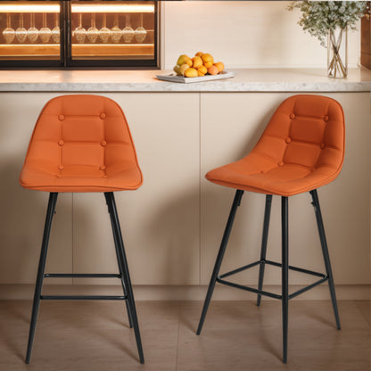 Counter Stools,Set of 2 Bar Stools with Back and Footrest, Modern Metal Counter Height Barstools for Kitchen Home Bar,25.5" Armless Barstool Chairs