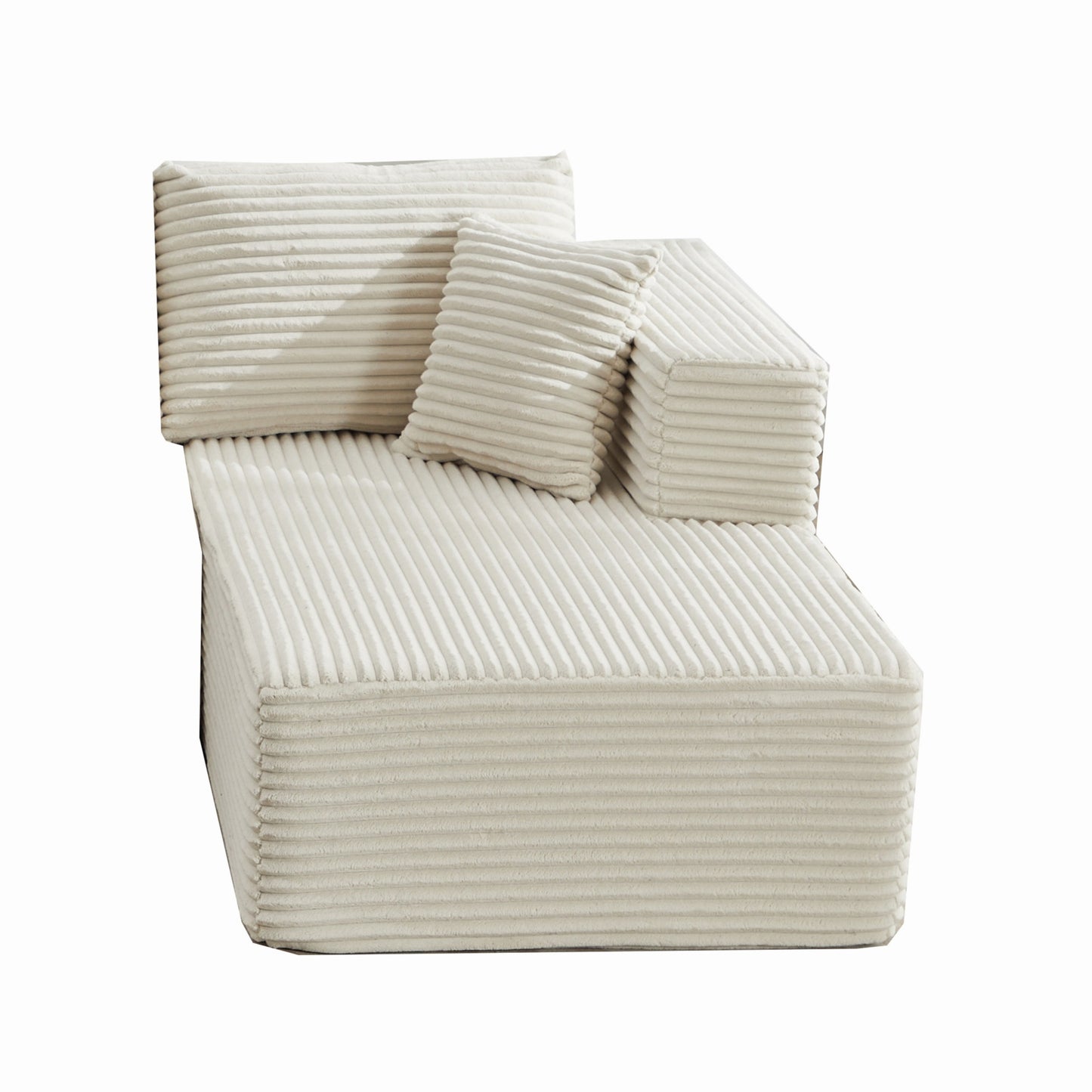 Modular Sectional Couches for Living Room: Right Facing Chaise Longue (Beige)