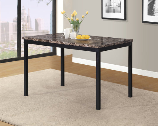 Noyes Metal Dining Table with Laminated Faux Marble Top, Black