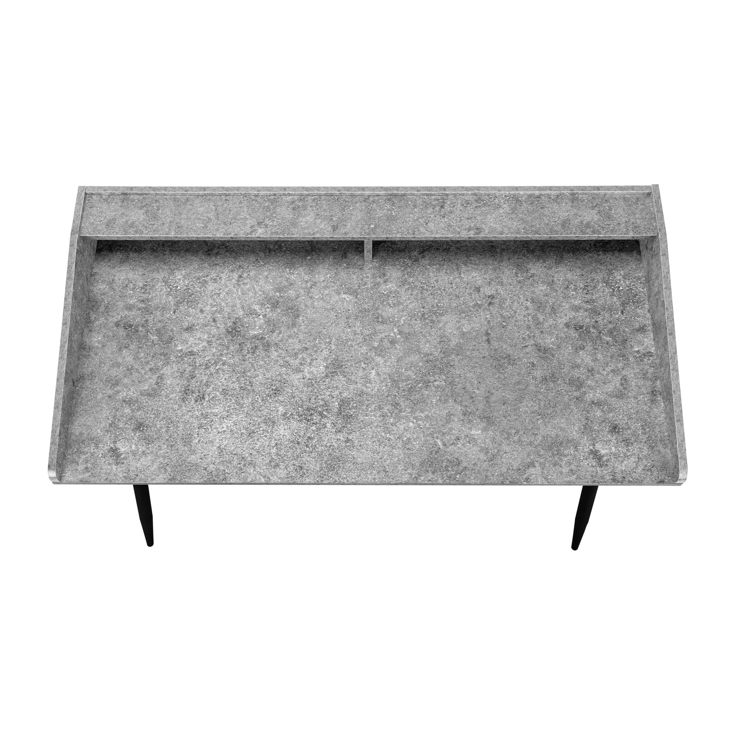 Computer Desk, Home Office, Laptop, Storage Shelves, 48"l, Work, Grey Stone Look Laminate, Black Metal, Contemporary, Modern