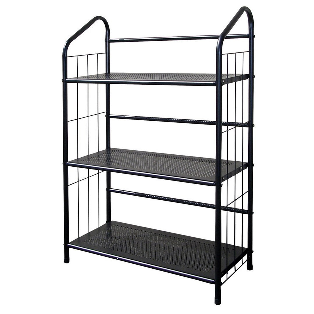 37" Tall 3-Tier Metal Standing Book Shelf, Black finish