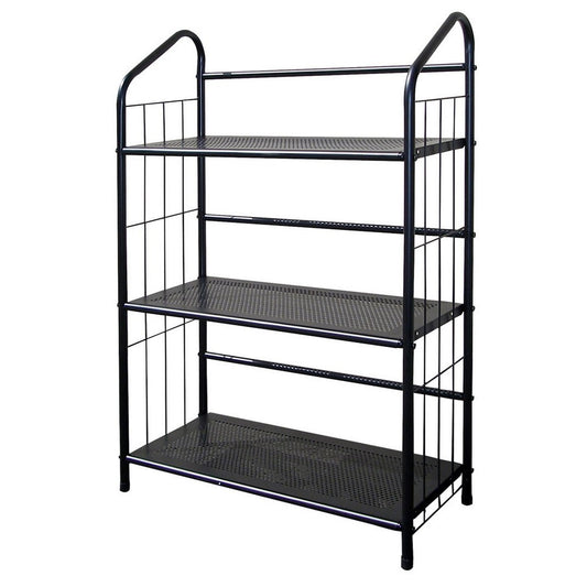 37" Tall 3-Tier Metal Standing Book Shelf, Black finish