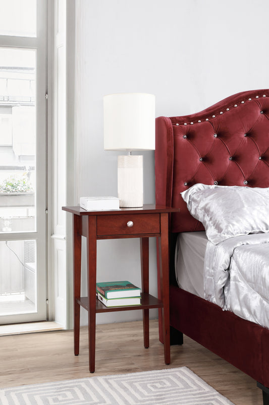 Charming Contemporary Nightstand In Cherry Finish